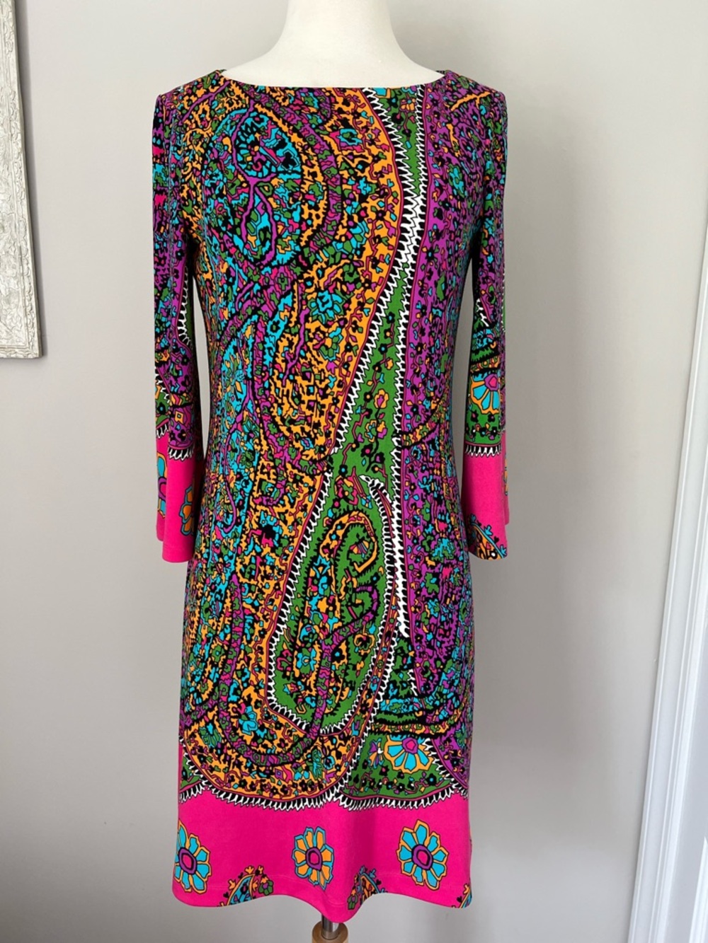 MUSE bell sleeve paisley dress size 8
